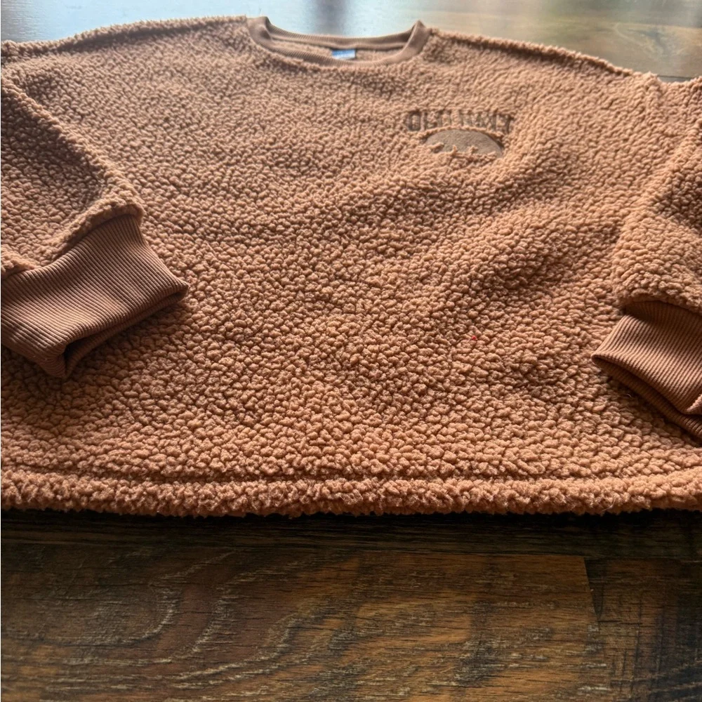Old Navy Men's Rust Brown Sherpa Crewneck Sweater